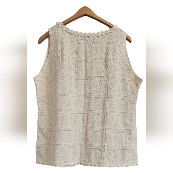 Cotton Salsa - Vintage Hand-Loomed In Peru 100% Cotton Sleeveless Top - Picture 3 of 9